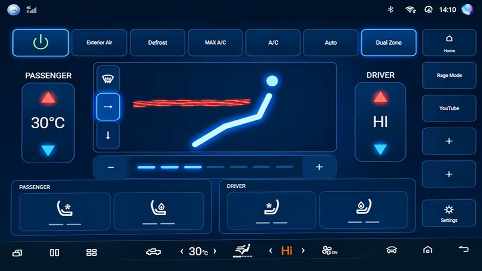 Shark Hub climate controls running on the BYD Shark head unit